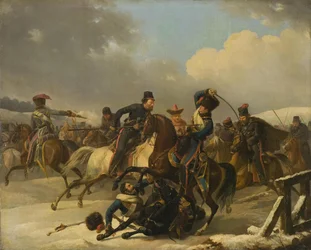 Kosacker förföljde retirerande franska soldater, 1812, 1827