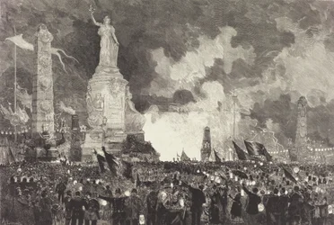 14 juli. Illumination av Place de la République, 1883.