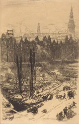 Amsterdam sett från Victoria Hotel Amsterdamvue de Victoria Hotel, 1901.