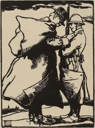 Joffre, soldatens far (träsnitt på japanskt mullbärspapper)
