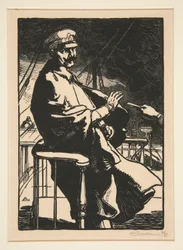 Kejsar Wilhelm på sin yacht, ur Kriget 1914, första serien, nr 18