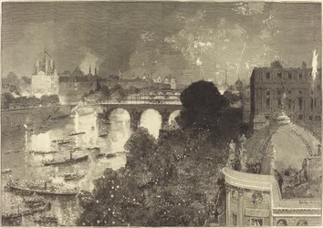Den 14 juli. Illuminering av Seine från Pont Neuf till Pont au Change