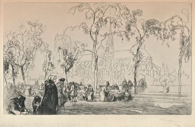 Notre Dame sett från Quai Montebello, 1915