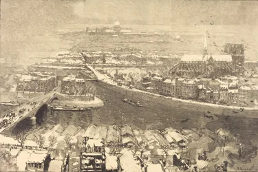 Paris under snö, utsikt från St.-Gervais Paris under snö, sett från toppen av St.-Gervaais, 1890.