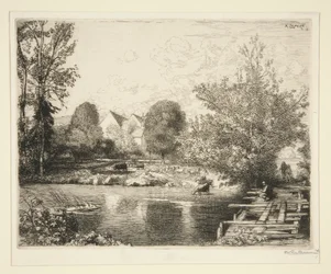 Vieille passerelle, bords du petit Morin (Gammal gångbro, Banks of the Small Morin)