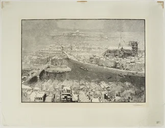Paris under snön, sett från toppen av Saint-Gervais