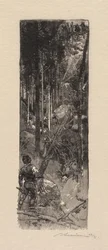 Fontainebleau-skogen: huggning av tallar La Forêt de Fontainebleau: Abattage des pines, 1890.