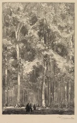 Fontainebleau-skogen: Morgon, korsning av vägen till Forts de Marlotte..., 1890.