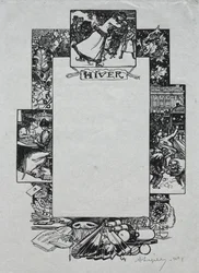 Paris almanacka, 1897: Dekorativ gräns, vinter, 1897.