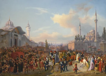 Sultan Mahmud II lämnar Bayezidmoskén, Konstantinopel, 1837