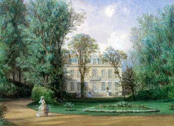 Hotel Rainbeaux, Avenue des Champs Elysees och 57 Rue de Ponthieu, Paris, 1868 (wc på papper)