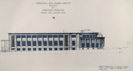 Projekt för Musee des Travaux Publiques, fasad, Avenue d