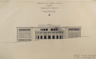Projekt för Musee des Travaux Publiques, fasad, Place d