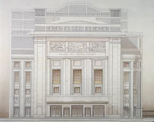 Theatre des Champs-Elysees: fasad - projekt av Perret