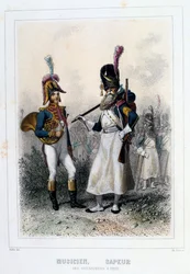 Musiker och sapper från Grenadiers-à-Pied, 1859.