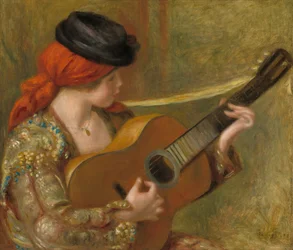 Ung spansk kvinna med en gitarr