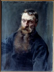 Porträtt av skulptören Auguste Rodin (1840-1917) Målning av John Singer Sargent (1856-1925) 1800-talets Paris, Musee Rodin