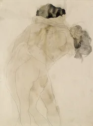 Två omfamnande figurer, c1900