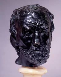huvudet på mannen med bruten näsa Skulptur av Auguste Rodin (1840-1917) 1800-talets Paris, Musee Rodin