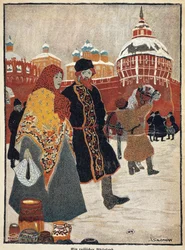 Frankrike, Paris, Vy över Röda torget i Moskva, illustration av A. Salzmann