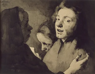 Conversation Piece: Three Heads, 1872 (svart bläcktvätt på papper)