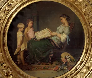 Läslektionen Målning av Auguste Toulmouche (1829-1890) 1854 Paris, Musée d