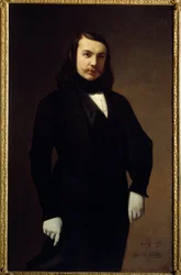 Porträtt av Theophile Gautier (1811-1872) poetromanförfattare och kritiker Målning av Auguste de Chatillon (1813-1881) 1839 Sön. 1,3x0,84 m Paris, musee Carnavalet - Porträtt av Theophile Gautier (1811-1872), poet, romanförfattare och litteraturkritiker. M