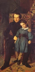 Victor Hugo (1802-85) och hans son, Francois-Victor, 1836