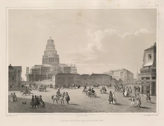 Byggnadsarbeten 1838 Från: Byggandet av Saint Isaacs Cathedral, 1845