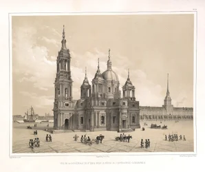 Utsikt över Saint Isaacs-katedralen vid Katarina II:s tid Från: Konstruktionen av Saint Isaacs-katedralen, 1845