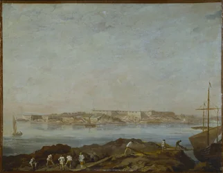 Vue de Sveaborg (ou Suomenlinna, Viapori) (Finland) - Vy över Sveaborg, av Ehrensvärd, Augustin (1710-1772). Olja på duk. Mått: 54x69,5 cm. Nationalmuseum Stockholm