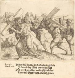 Människan bär korset efter Kristus, 1549.