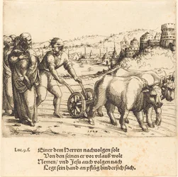 Ingen som lägger sin hand på plogen och ser tillbaka är en efterföljare av Kristus, 1549.