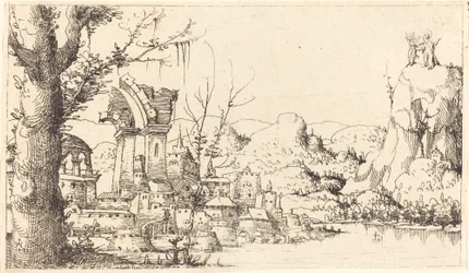 Flodlandskap med Kristi frestelse, 1545.