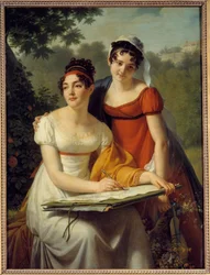 Porträtt av damerna Duval. Målning av Jacques Augustin Catherine (Jacques-Augustin-Catherine) Pajou (1766-1828)