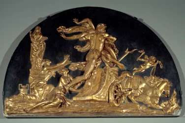 The Fire or Pluto Removing Proserpine Låg stuckaturrelief av Augustin Pajou