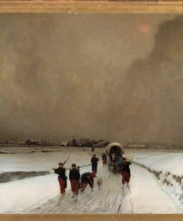Kriget 1870: ”Eftersläntrarna, snöeffekt”. Målning av Auguste Chenu, kallad Fleury (1833-1875), 1870. Mått: 1,7 x 1,5 m. Paris, Musée d