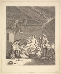 Efter bröllopsnatten ska lakanen visas upp. Från Voyage en Sibérie, 1767
