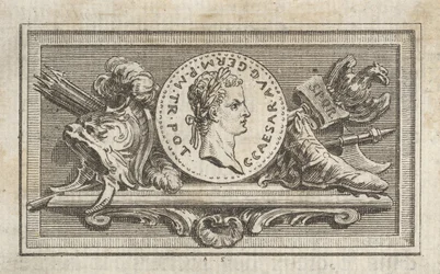Medalj med porträtt av Caligula i den sjätte boken, från Tibère ou les six premi..., publicerad 1768.