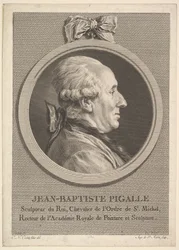 Porträtt av Jean-Baptiste Pigalle, 1782.