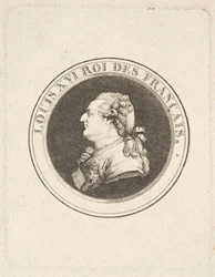 Tryck av en porträttmedalj av Ludvig XVI, möjligen 1789-90.
