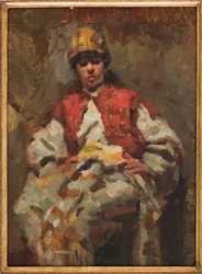 Kvinnlig figur (olja på papper)