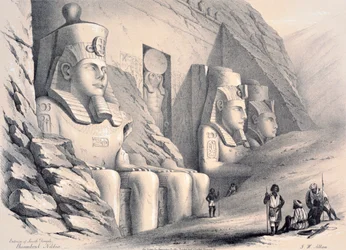 Exteriör av South Temple, Ebsamboul, Nubia, c1850