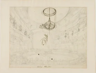 Studie för Astleys teater (recto); Studie för kristallchadeliers i Astleys amfiteater (verso)