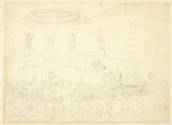 Studie för India House, the Sale Room, från Microcosm of London
