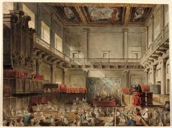 Studie för Royal Chapel, Whitehall, i Microcosm of London
