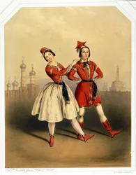 Carlotta Grisi och Jules Perrot - La Polka (litografi)