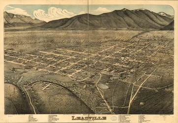 Fågelperspektiv över Leadville, Lake County, Colorado 1879.