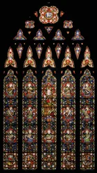 Kristus omgiven av änglar, 1850 (målat glas)