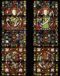 Kristus omgiven av änglar, detalj, 1850 (målat glas)